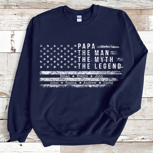 Papa the Man The Myth the Legend And Kids Sweatshirt