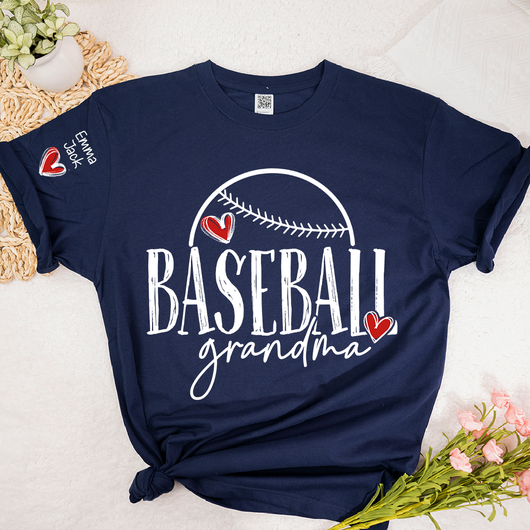 Baseball Nana Personalized T-Shirt, Cute Heart Baseball Design Nana T-Shirt