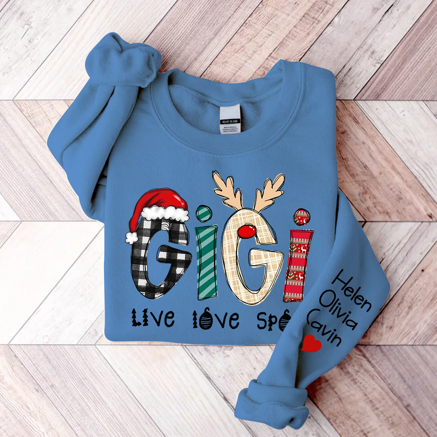 Gigi Live Love Spoil Christmas, Custom Gigi And Kids Sweatshirt