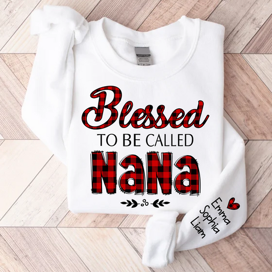 Blessed To Be Called Nana Christmas, Custom Nana With Kids TH Sweatshirt