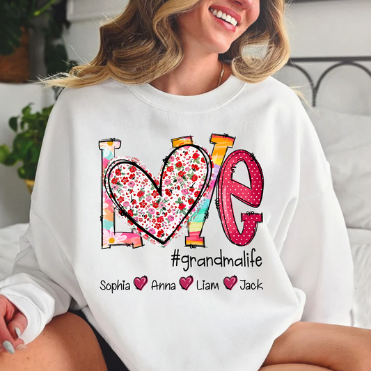 Valentine Heart Custom Name Grandma And Kids LTP01