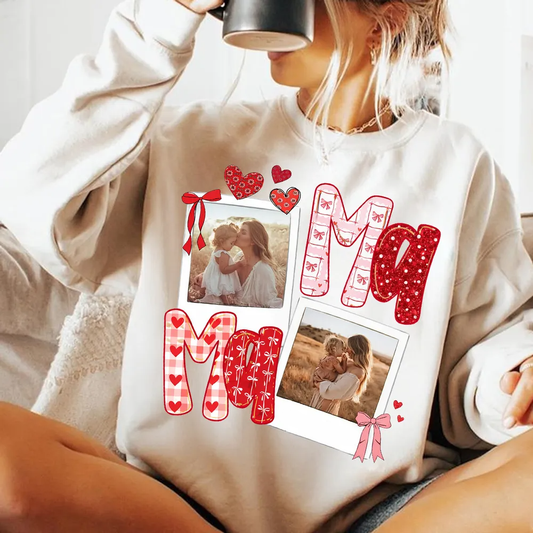 Preppy Gigi Valentine Glitter Effect Photo - Personalized Shirt - Heartfelt Gift for Mom Sweatshirt Oversized
