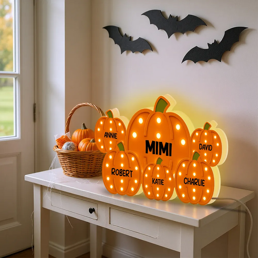 3D Effect Grandma Little Pumpkins Marquee Pattern Effect Cozy Fall Home Decor - Personalized Light Box - Gift For Grandmas Light Box
