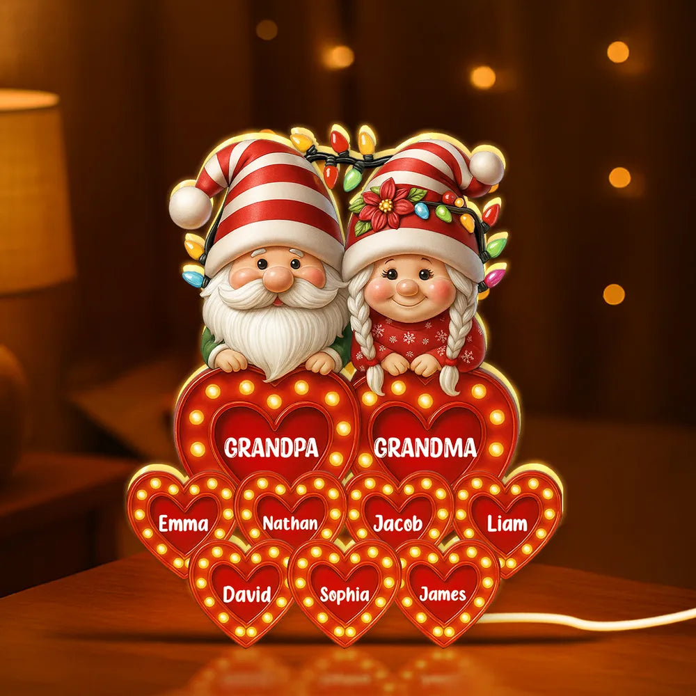 Grandparents Acrylic Light Box – Personalized Christmas Decoration with Grandkids’ Names, Clear and Collectible Gift Light Box