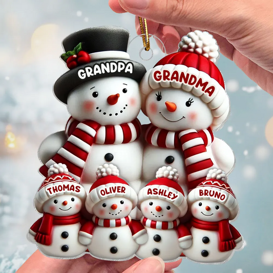 Cute Snowman Family Christmas Decor Personalized Acrylic Ornament Ornament