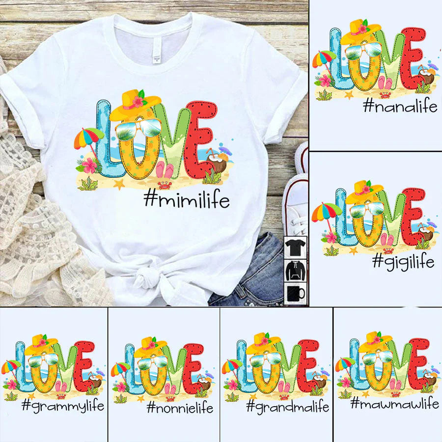 Personalized Love Beach Summer Grandma Life T-Shirt