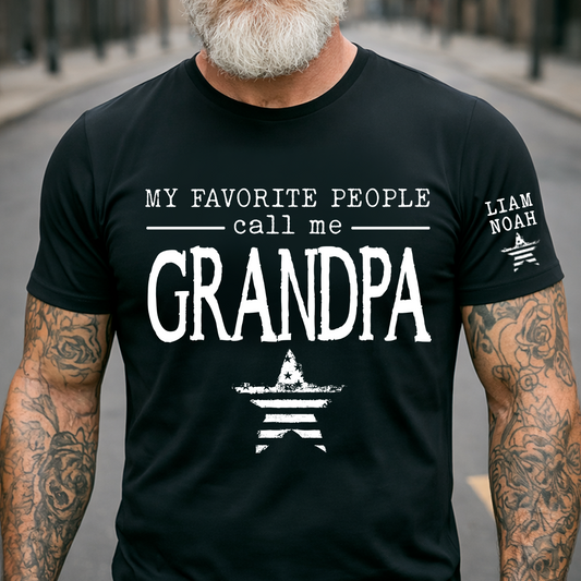 My Favorite People Call Me Grandpa Shirt, Custom T-Shirt with Kids' Names, Perfect Gift for Grandpa