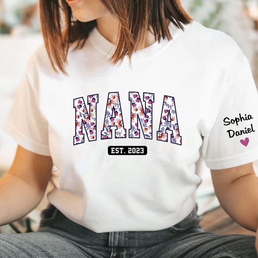 Nana Est Flower Pattern And Kids TH-1 T-Shirt