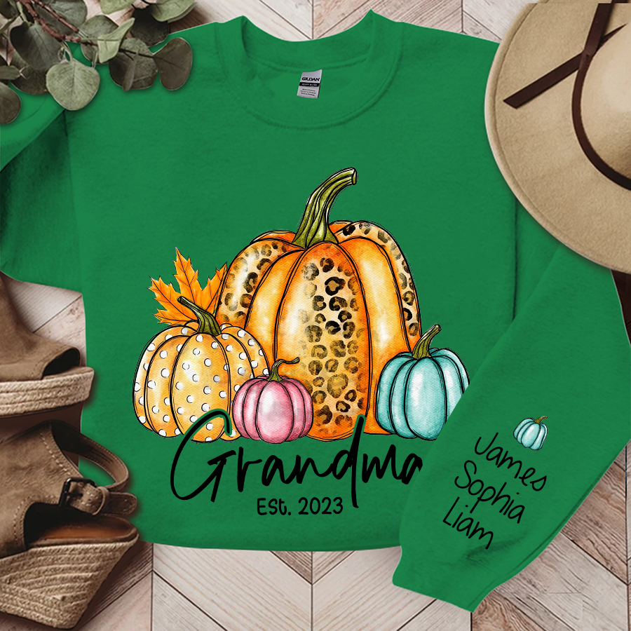 Fall Autumn Sweatshirt, Grandma Est With Grandkids Autumn, Grandma Gift TH
