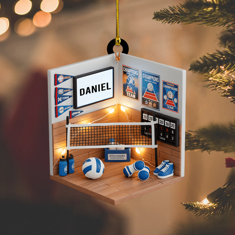 Personalized Volleyball Ornament 2025 – Custom Name Sports Room Christmas Decoration for Players and Coaches Ornament