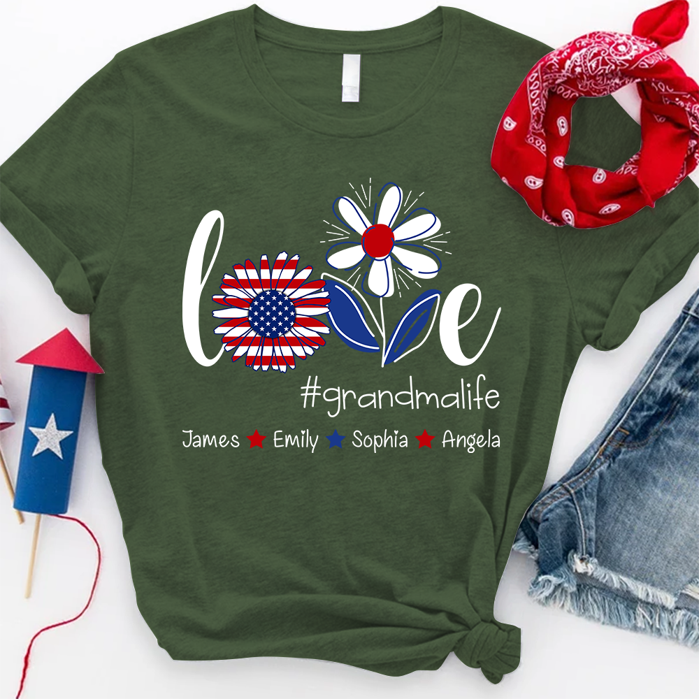 Custom Love Grandma Life 4th Of July With Kids, Mother's Day Gift TH T-Shirt