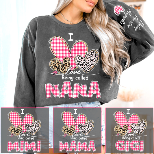 Grandma Valentine Sweatshirt, I Love Being Nana Heart Design, Personalized Family Love Crewneck