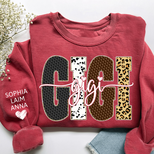 Bible Art & Lettering, Personalized Gigi Sweatshirt – Custom Grandchild Name on Sleeve