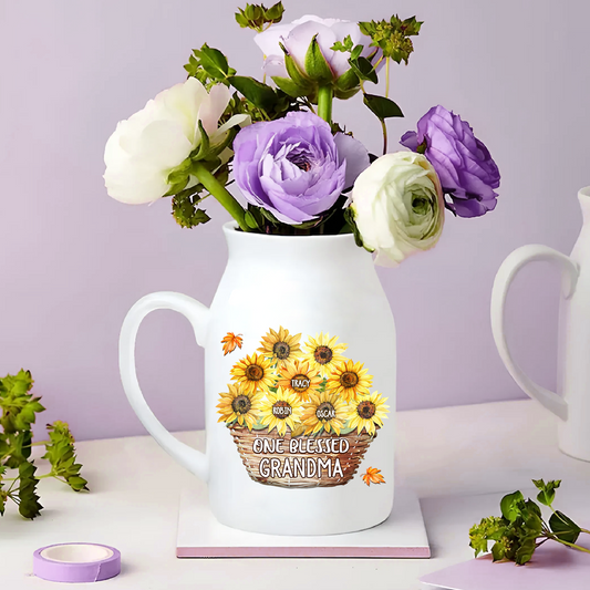 Flower Basket For Grandma And Kids - Custom Home Decoration Flower Vase According To Family Requirements - Warm Gift For Mother's Day, Ceramic Flower Vase