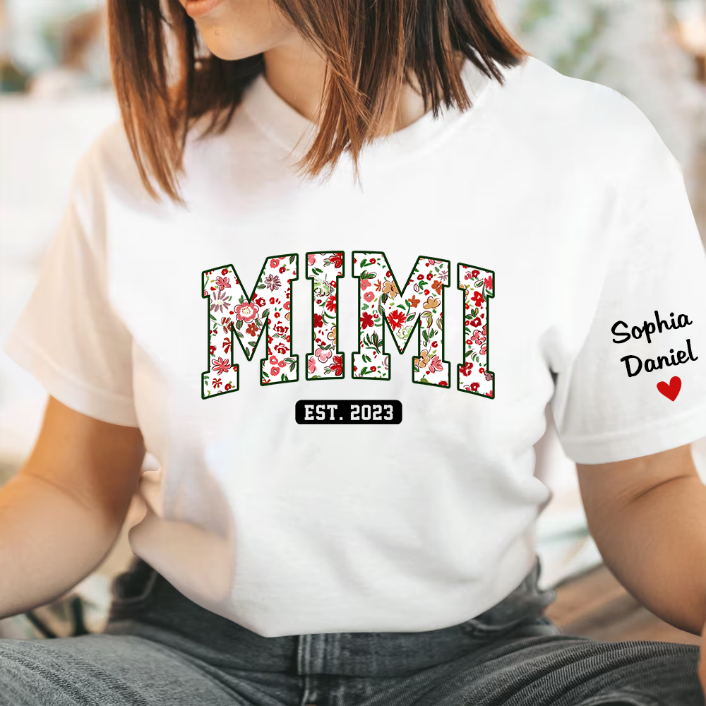 Mimi Est Flower Pattern And Kids TH-1 T-Shirt