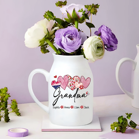 Gift Heart For Grandma And Kids - Custom Home Decoration Flower Vase According To Family Requirements - Warm Gift For Mother's Day, Ceramic Flower Vase