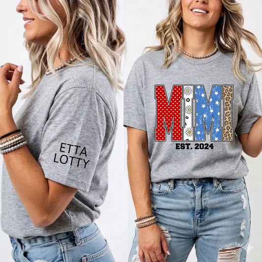 4th of July Gigi USA Flag Trendy Memorial Day Labor Day Daisy Gigi and Grandkids T-shirt
