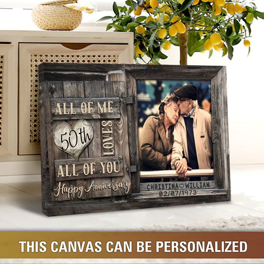 50 Year Anniversary Gift For Wife, Custom Couple Photo, Together We Built A Life Canvas Wall Art for Living Room