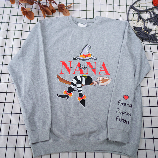 Grandma Life Witch Sweatshirt, Custom Grandma & Kids Halloween, Gift For Grandma Sweatshirt
