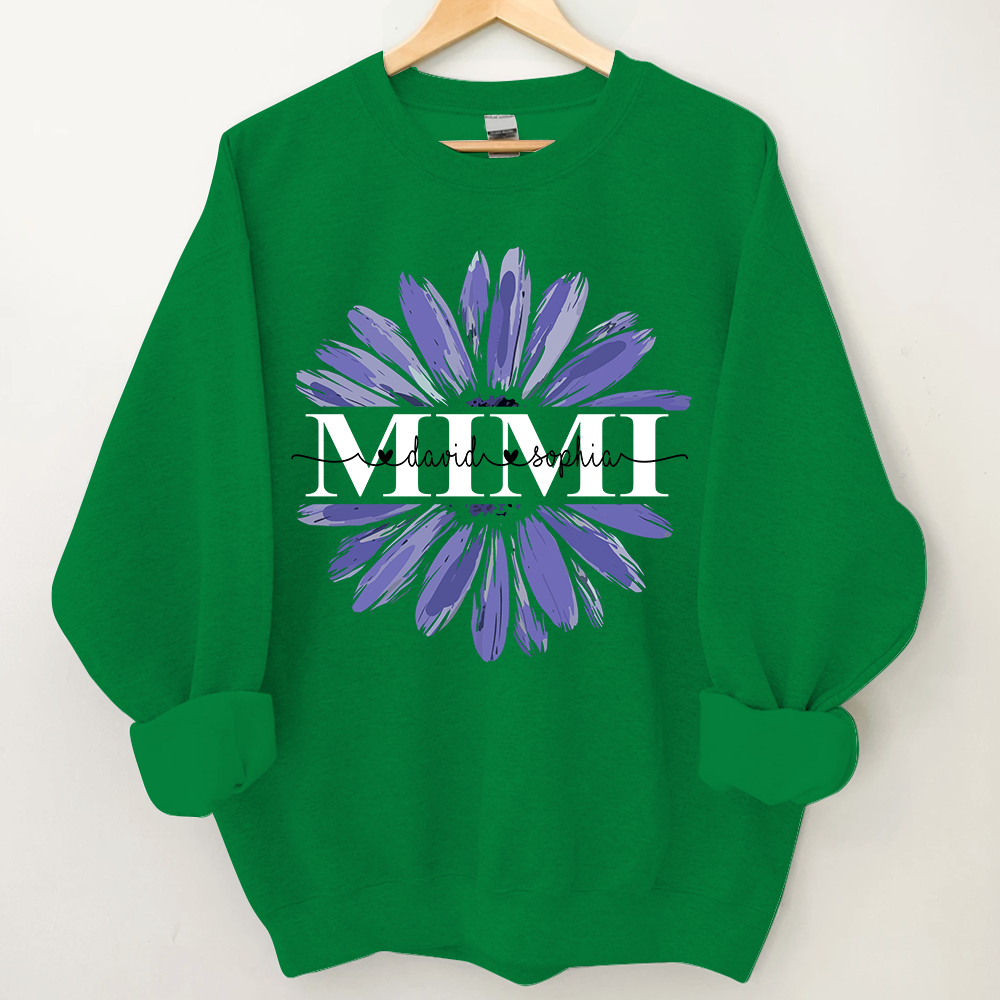 Mimi Purple Daisy Flower With Grandkids Sweatshirt
