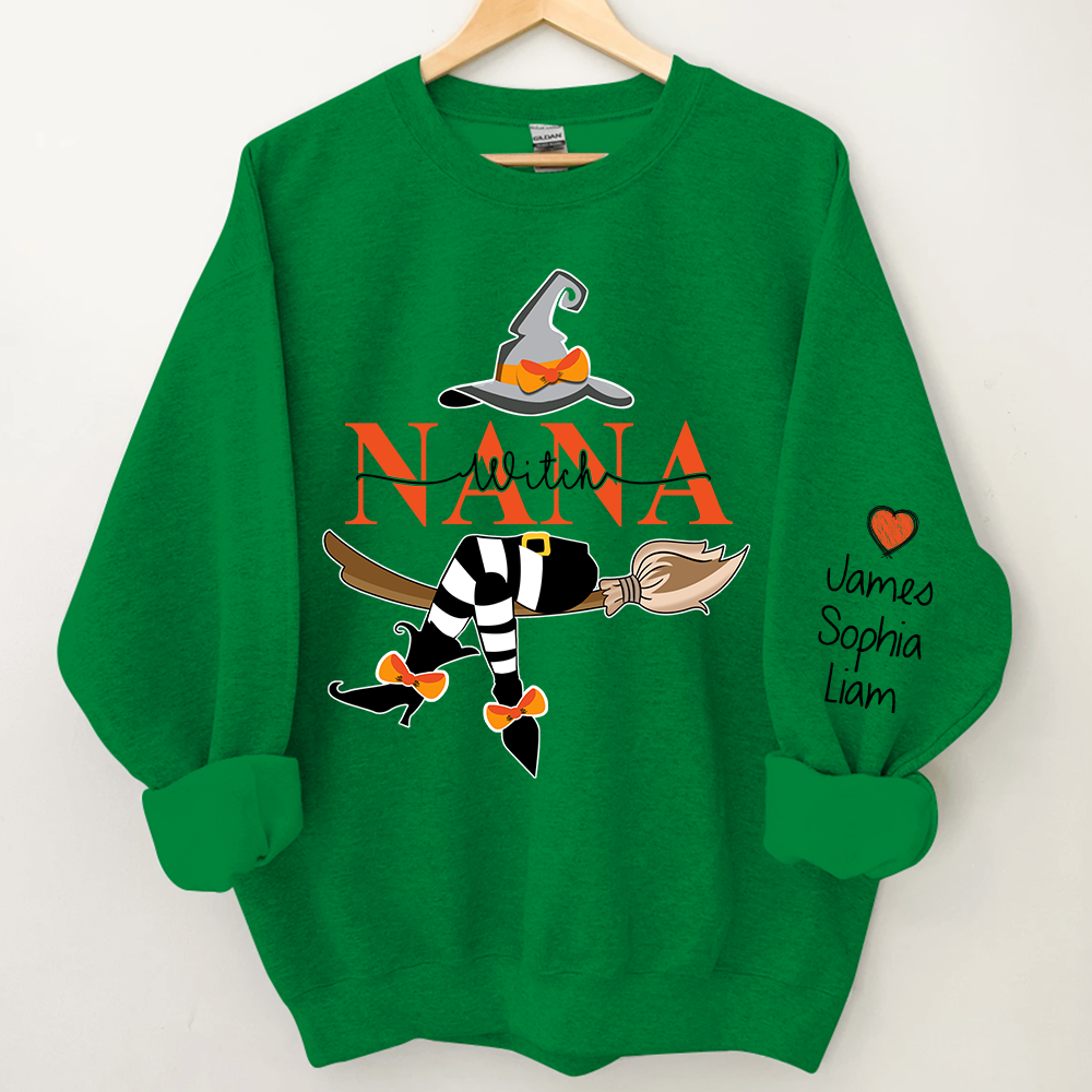Personalized Nana Witch Halloween Sweatshirt, Halloween Gift, Grandma Gift TH