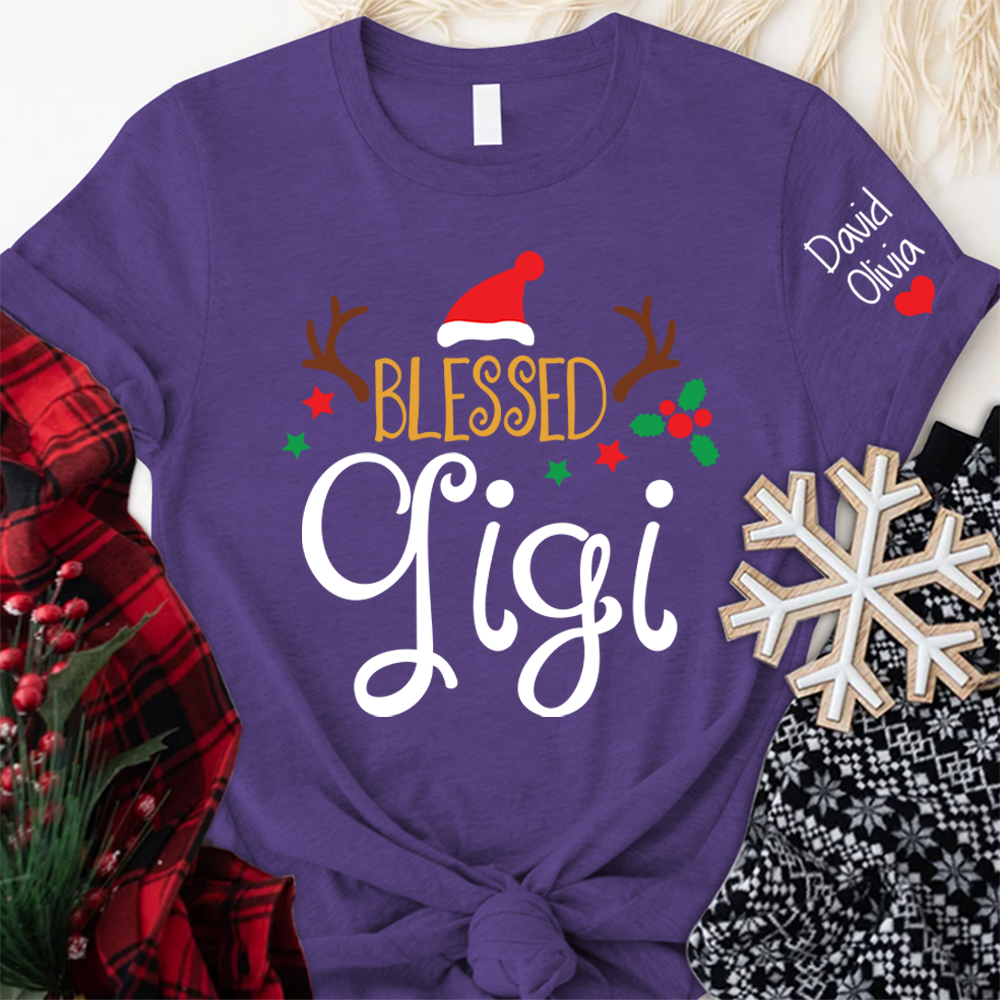 Blessed Gigi Christmas And Grandkids T-Shirt