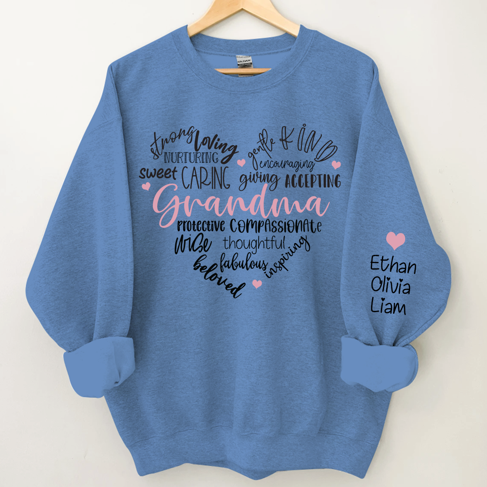 Grandma Heart Sweatshirt, Custom Grandma And Kids Heart, Grandma Gift TH