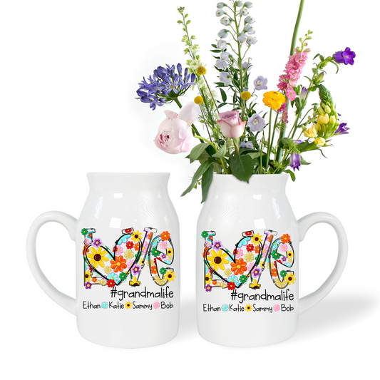 Colorful Daisy Gift For Grandma And Kids - Custom Home Decoration Flower Vase According To Family Requirements, Ceramic Flower Vase