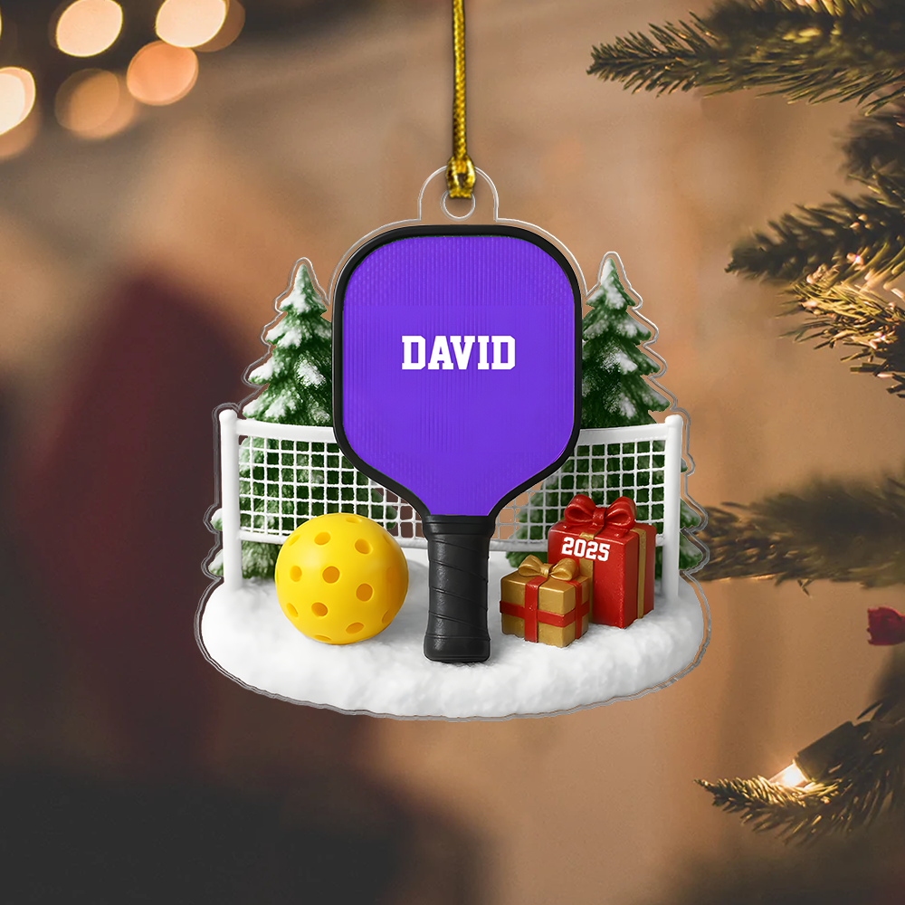 Personalized Pickleball Ornament 2025 – Custom Name Christmas Ornament for Pickleball Player, Unique Sports Gift Ornament