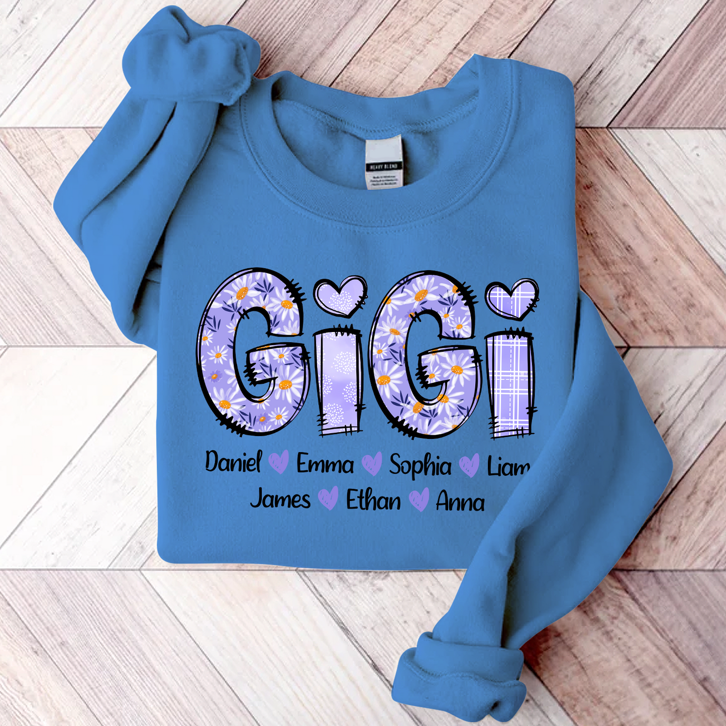 Custom Gigi Purple Daisy With Grandkids Sweatshirt