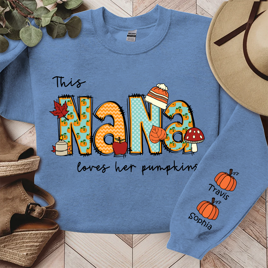 Personalized Nana Autumn Sweatshirt, This Nana Loves Her Pumpkins, Grandma Gift TH