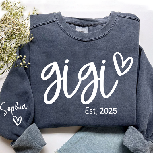 Gigi Sweatshirt with Custom Names, Heartwarming Gift For Grandma And Kids