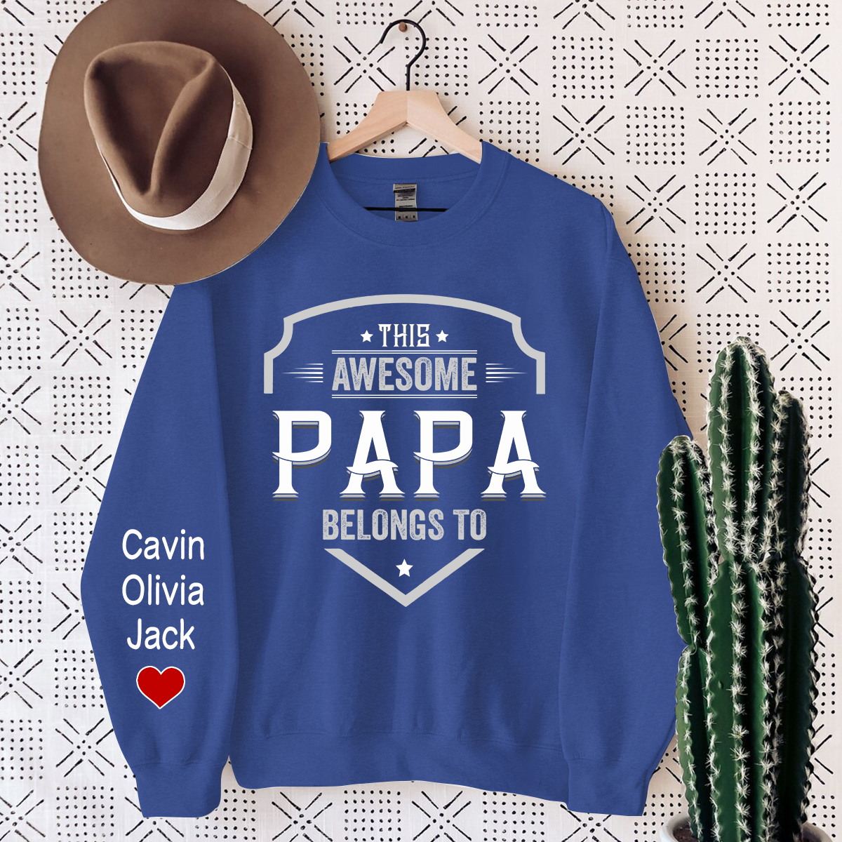 This Awesome Papa Belongs To, Custom Papa And Kids, Papa Gift Sweatshirt