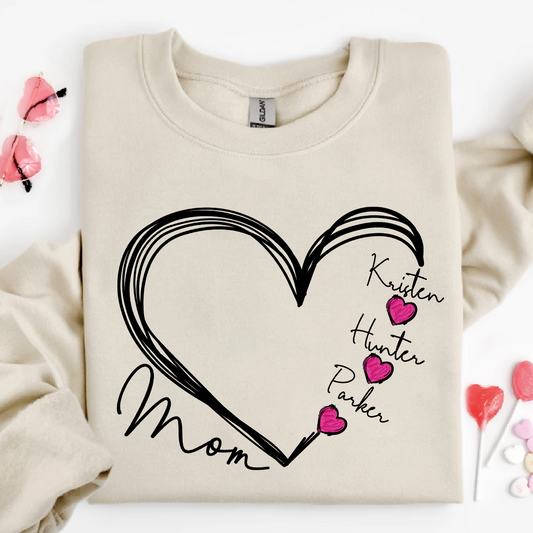 Custom Heart Mom And Kids Valentine's Day LTP01 Sweatshirt