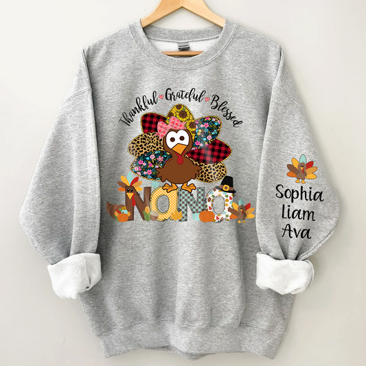 Personalized thankful grateful blessed nana with grandkids Sweatshirt