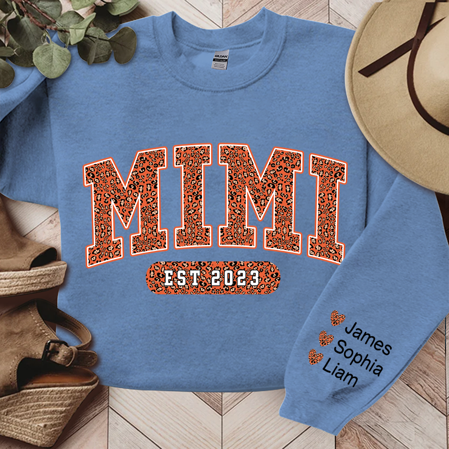 Mimi Leopard Fall Autumn And Grandkids, Gift For Grandma Autumn TH Sweatshirt
