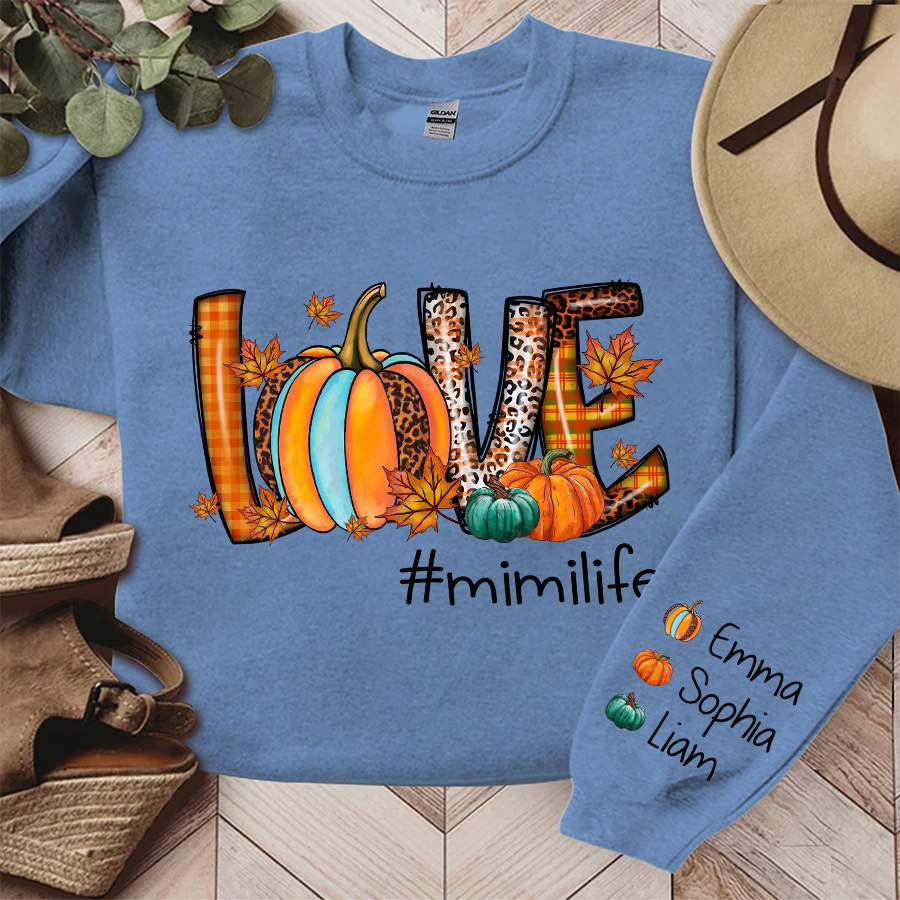 Love Fall Autumn Sweatshirt, Mimi Life Pumpkin Autumn, Grandma Gift, Autumn Gift TH Sweatshirt