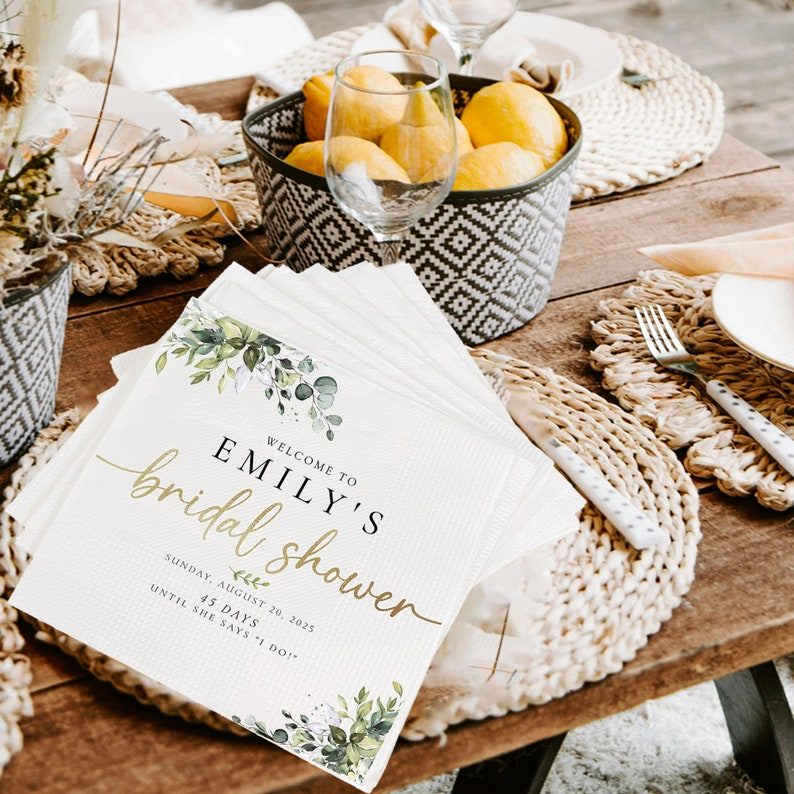 Custom Bridal Shower Napkins Bridal Shower Gift Cocktail Bridal Shower Decor Wedding Party Bridal Shower Decorations Monogram Engagement