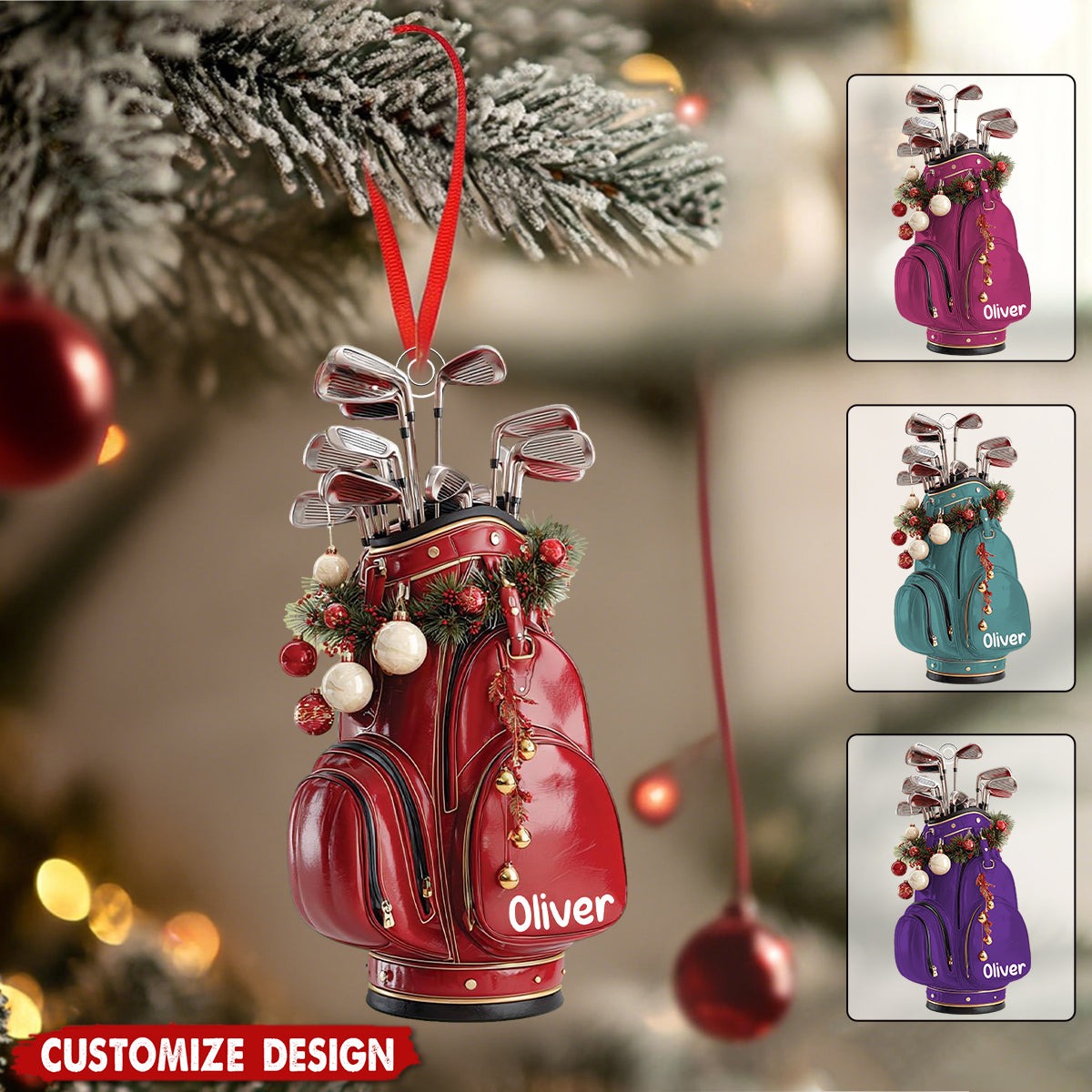 Personalized Golf Bag Ornament 2025 – Custom Name Christmas Ornament for Golfer, Golf Lover Gift Ornament