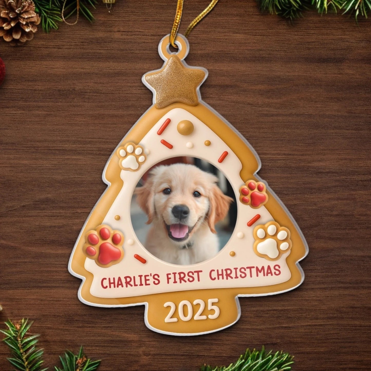 Personalized Pet Photo Ornament, Custom Dog or Cat Picture & Name Christmas Tree Decoration 2025