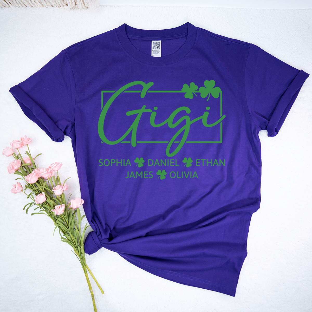 Personalized Gigi Shirt St Patricks Day Shamrock Design, Custom Grandma Shirt With Kids Names