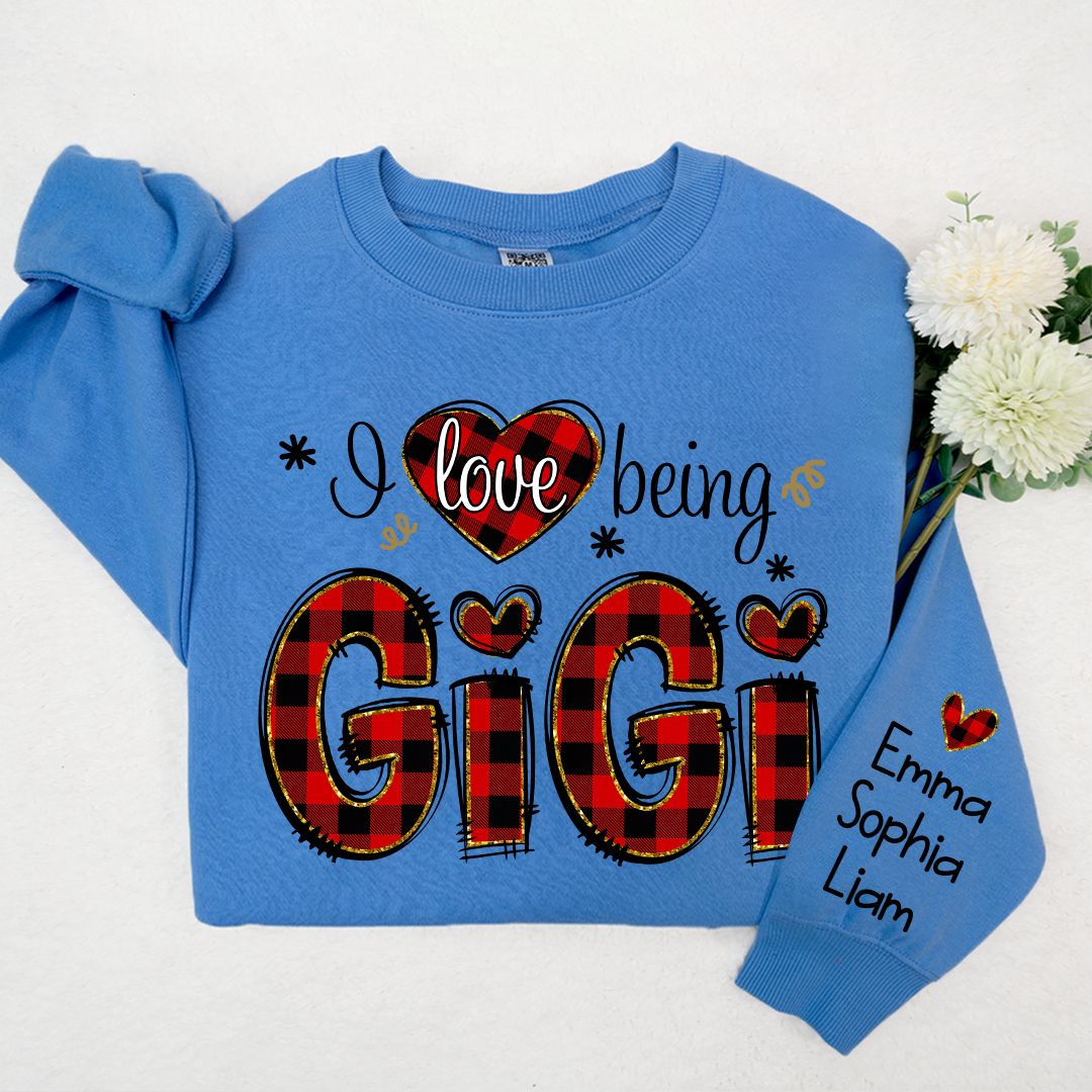 Personalized Love Being Gigi Christmas With Grandkids, Grandma Gift TH Sweatshirt