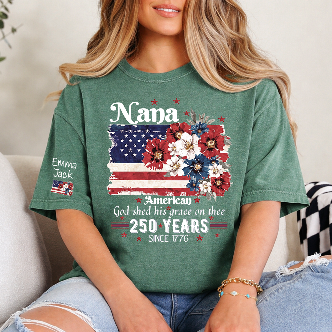 Custom Nana Fourth of July USA Flag, Personalized Gift For Grandma And Kids