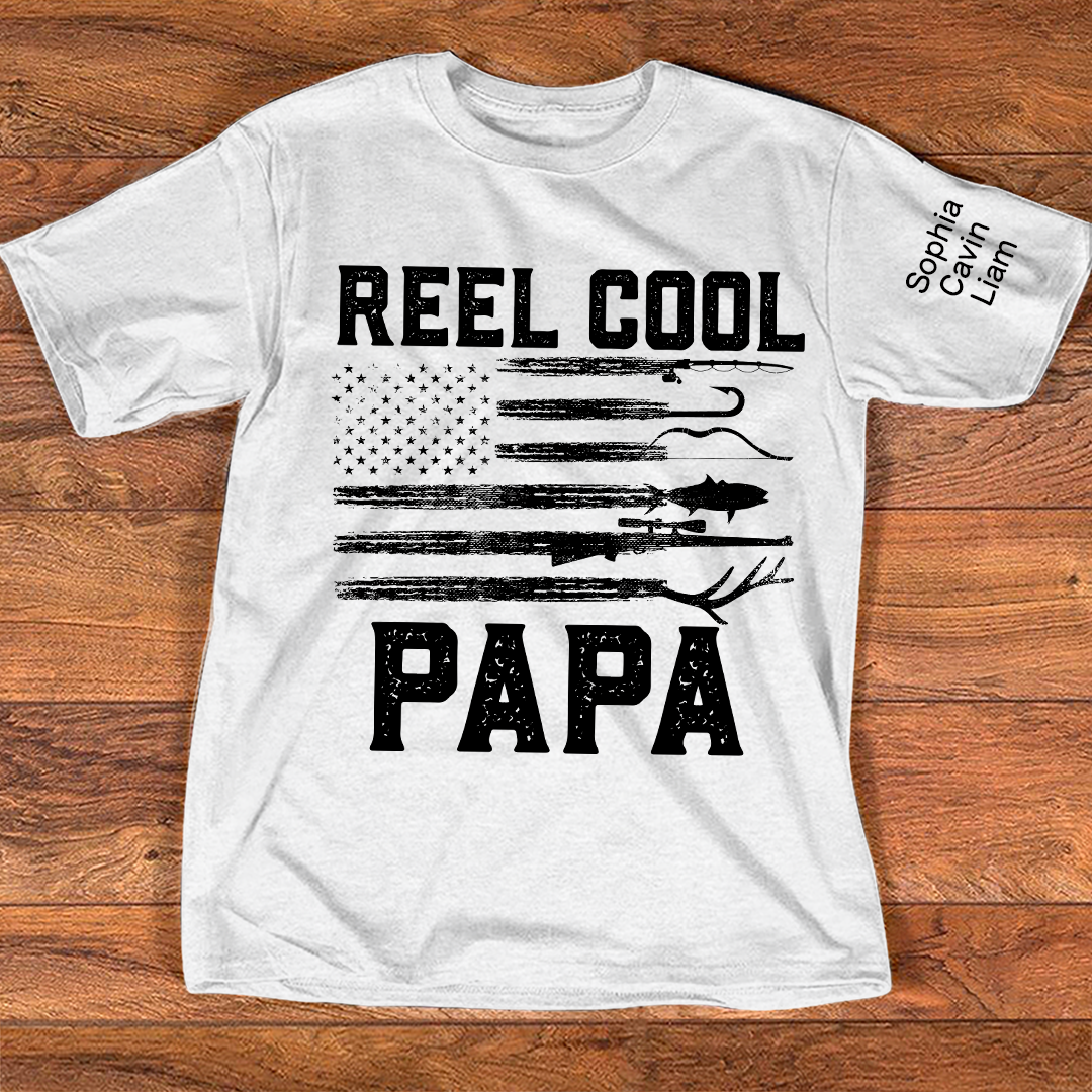Patriotic Fishing Shirt Reel Cool Papa Quote Angler Gift for Dad Grandpa