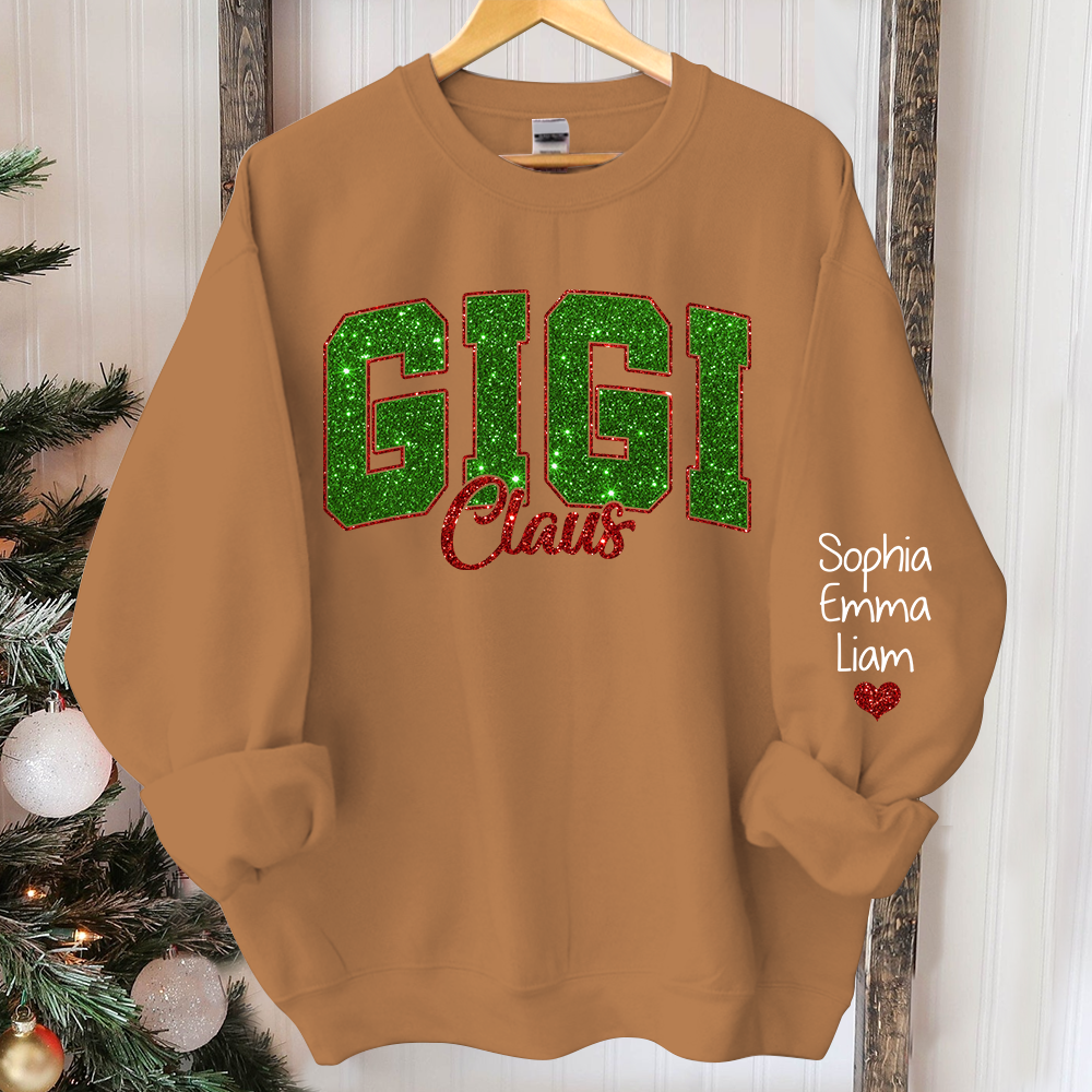 Glitter Gigi Claus Green Christmas And Kids 2014 Sweatshirt