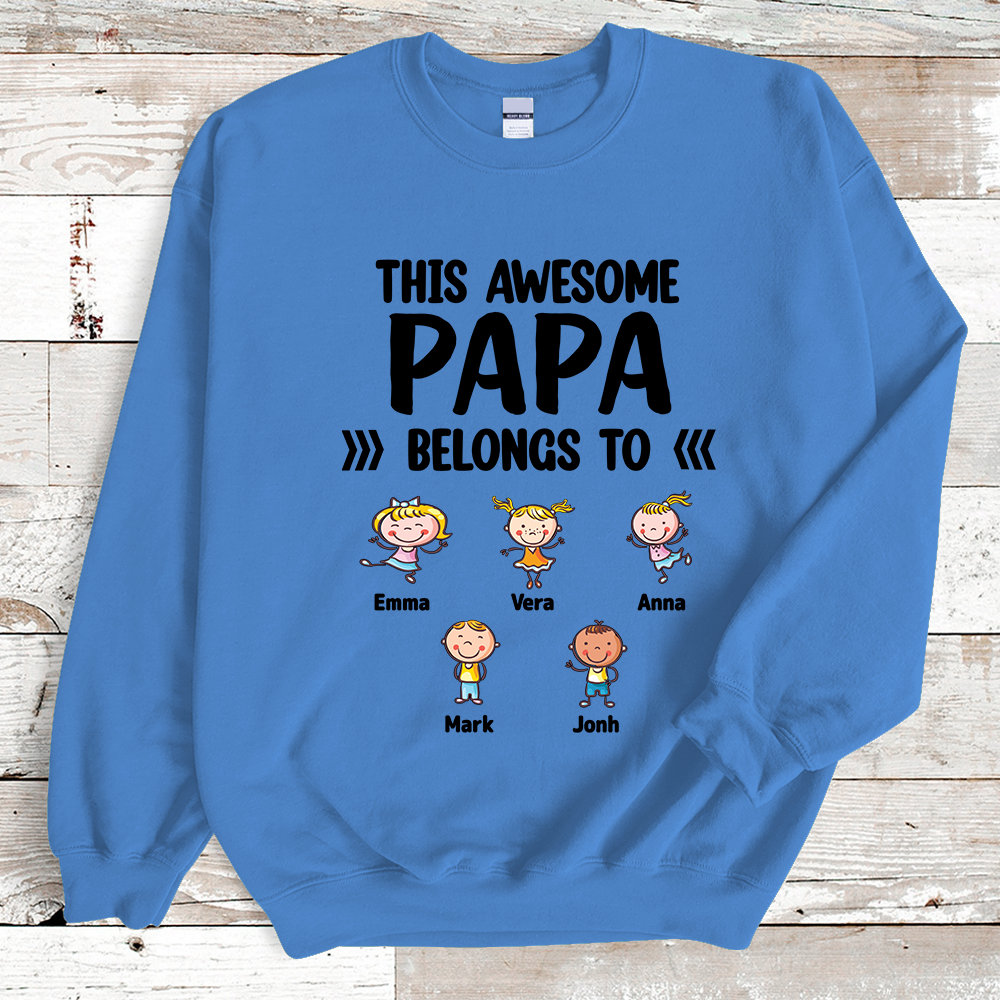 Custom This Awesome Papa Belongs to Grandkids Name Sweatshirt