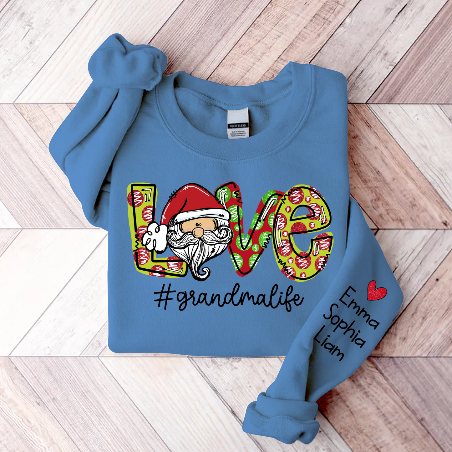Love Santa Grandma Life Christmas, Custom Grandma & Kids, Grandma Gift TH Sweatshirt