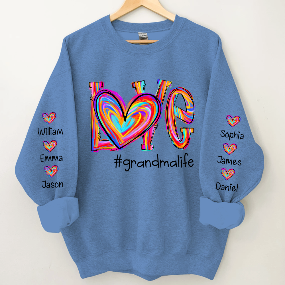 Love Color Grandma Life With Kids, Gift For Grandma TH Sweatshirt