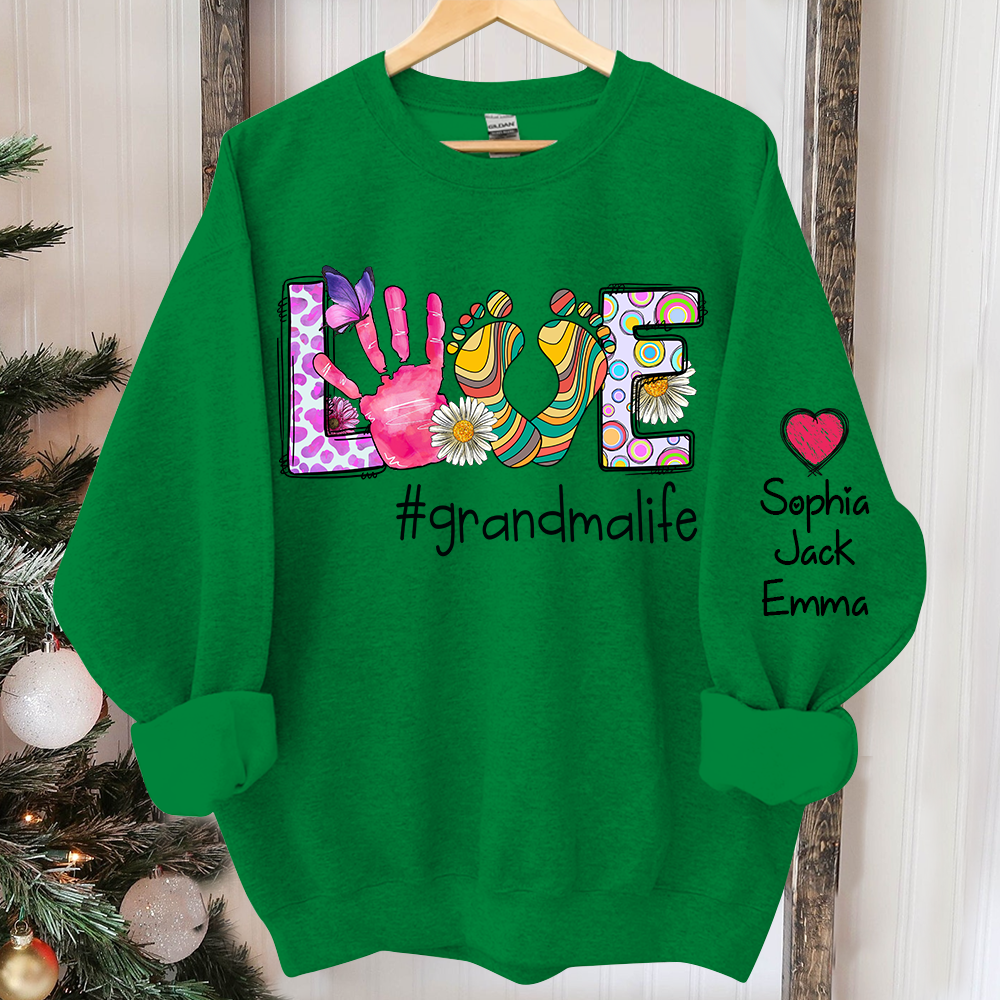 Personalized Love Color Grandma Witch Grandkids Sweatshirt