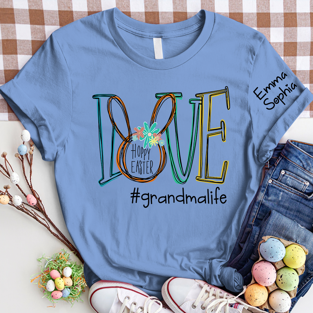 Love Grandma Life Bunny Shirt, Custom Grandma And Kids, Easter Days Gift TH T-Shirt